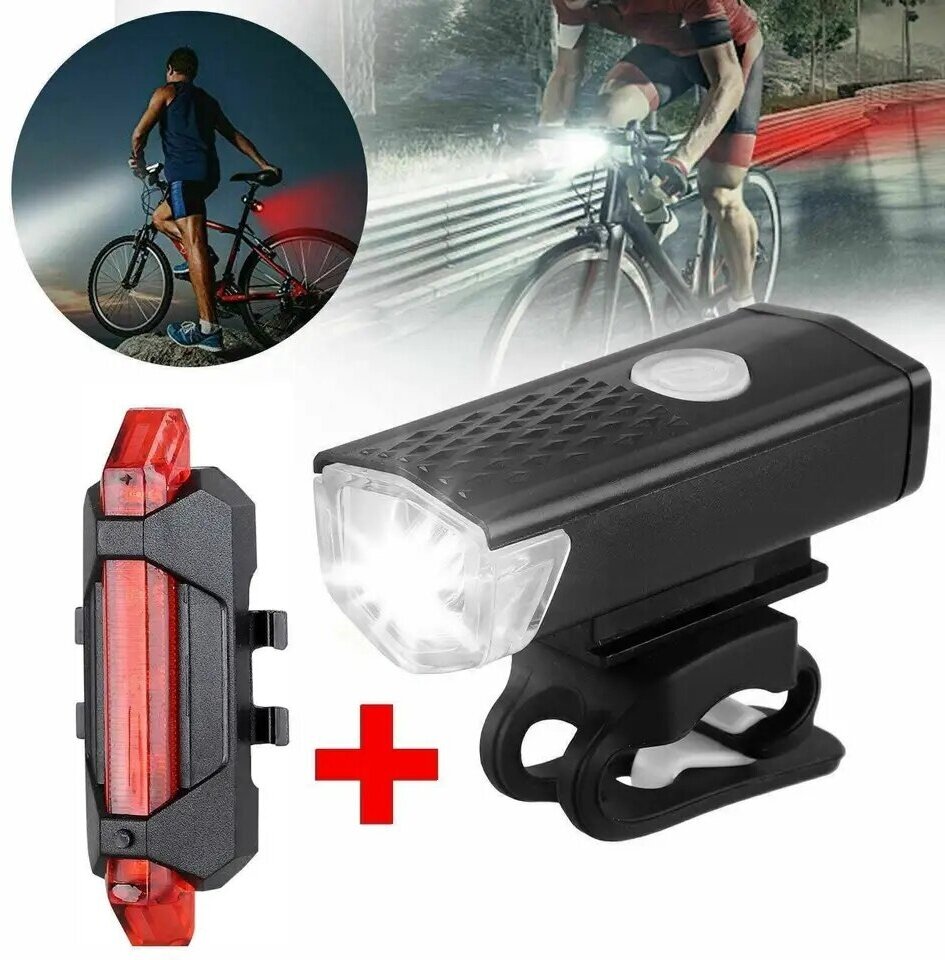 Комплект велосипедных фонарей передняя фара +задний фонарь, водонепроницаемые аккумуляторные фонари для велосипеда usb