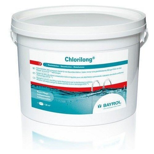 Таблетки для водоема Bayrol Chlorilong 200, 5 л таблетки для бассейна bayrol chlorilong 200 5 кг таблетки