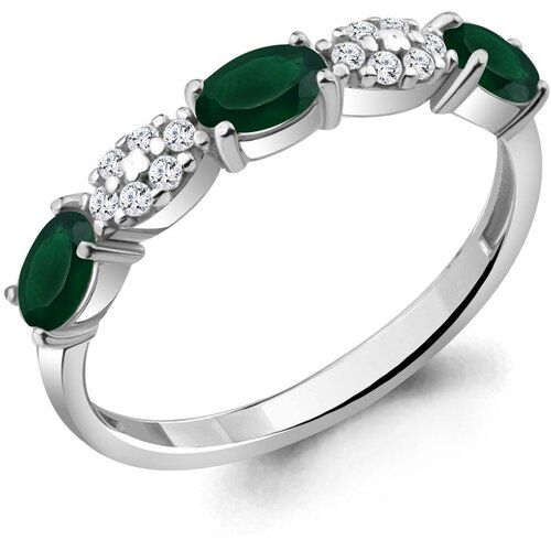 фото Серебряное кольцо aquamarine а6940309а с фианитом и агатом, размер 16,5 diamant-online