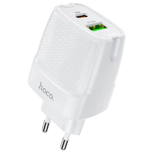 Сетевое зарядное устройство Hoco C85A Bright, 20 Вт, white зарядное устройство hoco n10 starter usb c белый