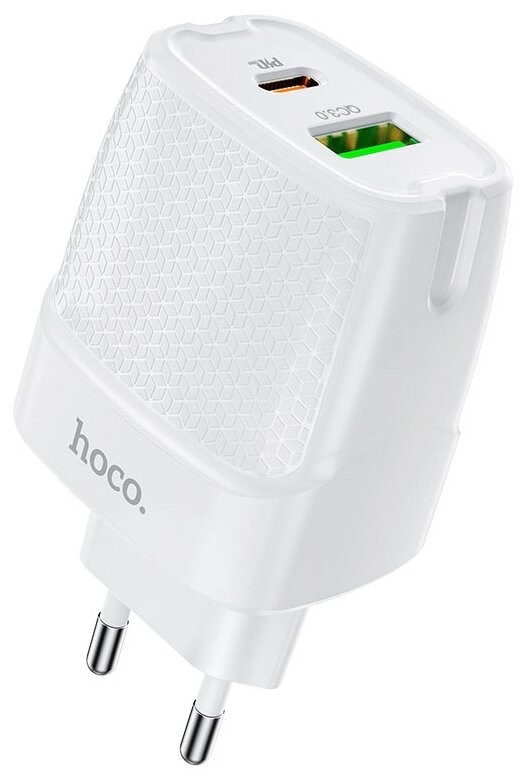 Сетевое зарядное устройство Hoco C85A Bright, 20 Вт, white