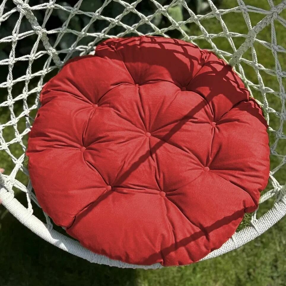 Круглая подушка для садовых качелей Билли, напольная сидушка 60D, красная - фотография № 3