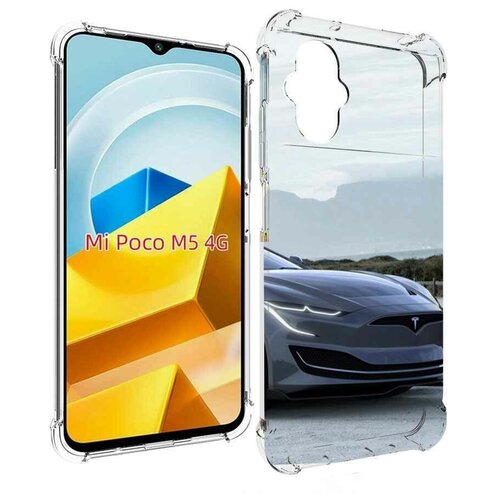 Чехол MyPads тесла tesla 2 мужской для Xiaomi Poco M5 задняя-панель-накладка-бампер