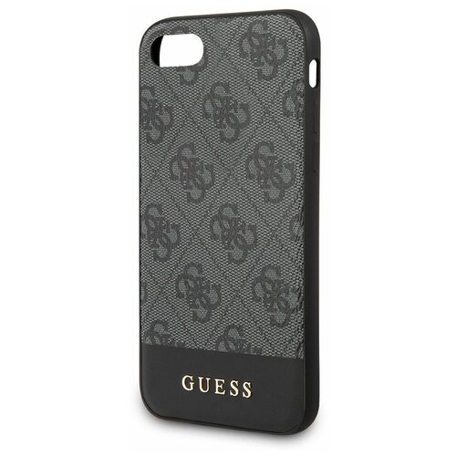 фото Чехол guess для iphone 7/8/se 2020 4g pu stripe metal logo hard grey