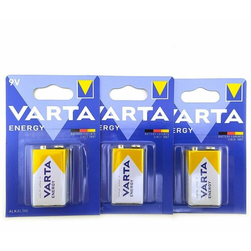 Батарейки (3шт) крона VARTA 6LR61 (4122) Energy 9В щелочные батарея duracell basic 6lr61 6lf22 6lp3146 mn1604 9v 1шт