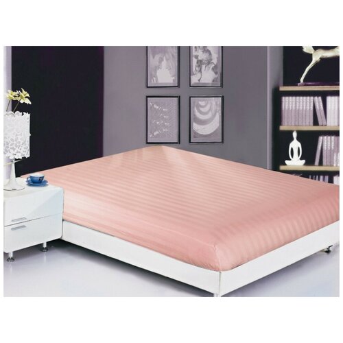 фото Простынь на резинке valtery prc-r-30 / 90 х 200 см / страйп-сатин