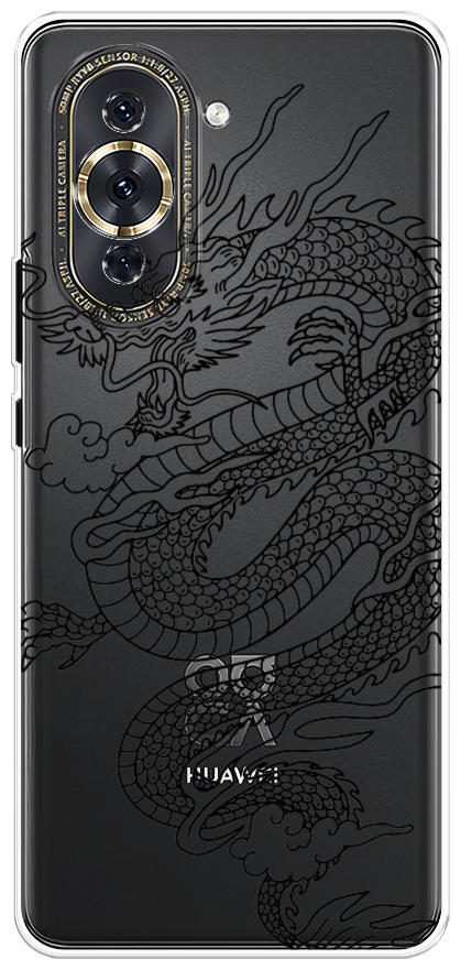Силиконовый чехол на Huawei Nova 10 Pro / Хуавей Нова 10 Про "Большой китайский дракон", прозрачный