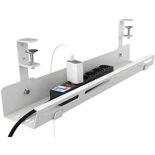 Органайзер для кабелей под стол подвесной Кабель канал держатель сетевого фильтра под стол - длина 600 мм цвет белый VARTEX KB-600W 2277₽