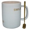 Кружка Smile azure, 400 мл с ложкой в подарочной упаковке, фарфор / Lenardi - изображение