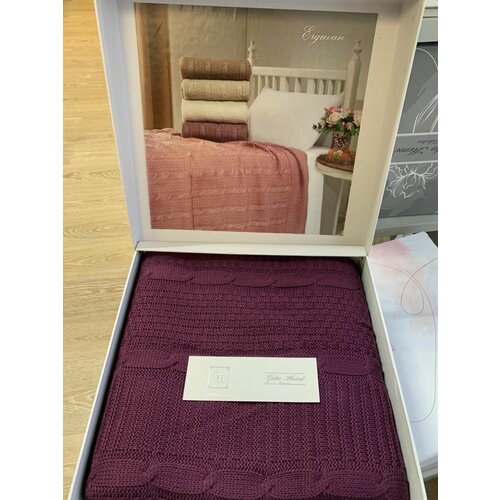 Плед 220х240 вязаный пушистый покрывало на кровать