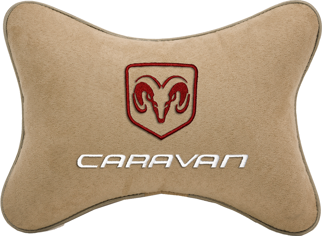 Подушка на подголовник алькантара Beige с логотипом автомобиля Dodge Caravan