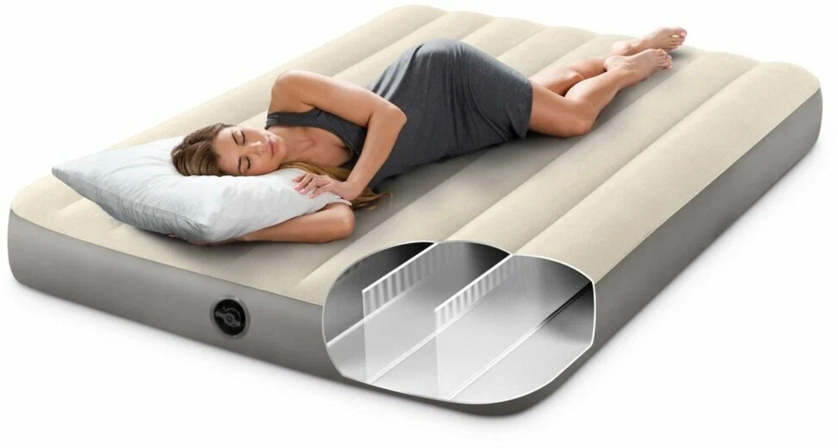 Надувной матрас Intex/кровать надувная/двухместная надувная кровать/бежево-серый - фотография № 2
