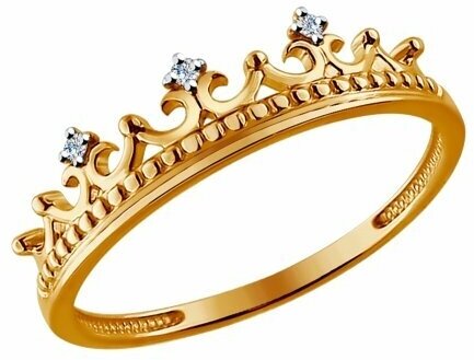 Кольцо кольцо из золота 1011449, красное золото, 585 проба, бриллиант, размер 17.5, бесцветный