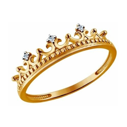 фото Кольцо кольцо из золота 1011449 1011449 красное золото, 585 проба, бриллиант, размер 17.5, бесцветный dragomarket