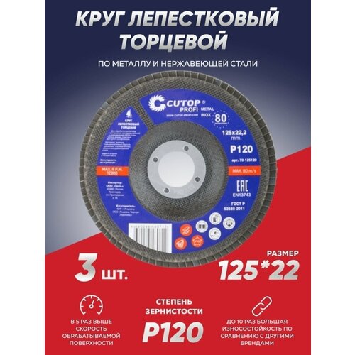 Круг шлифовальный лепестковый Катоп, торцевой 125х120х3