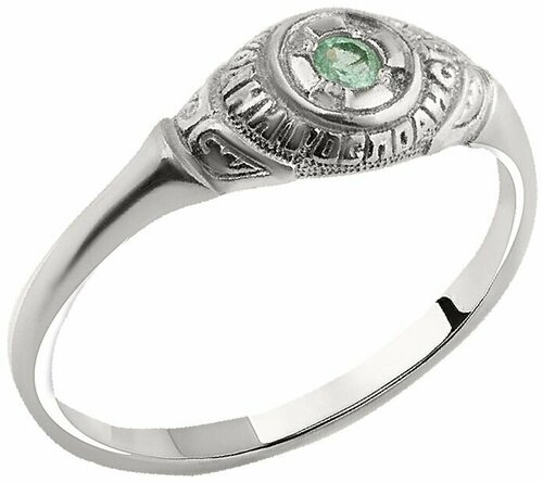 Кольцо CORDE Кольцо из серебра 925 пробы Спаси и Сохрани с натуральным изумрудом, размер 18,5, серебро, 925 проба, родирование, изумруд, размер 18.5, зеленый