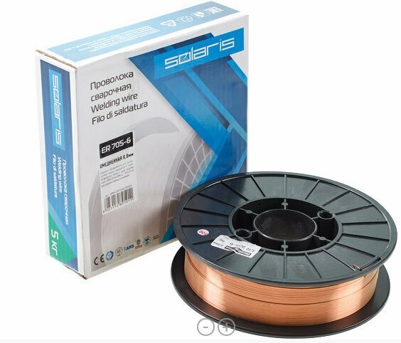 Проволока сварочная Омедненная 0,8мм 5кг SOLARIS WM-ER70S6-08050