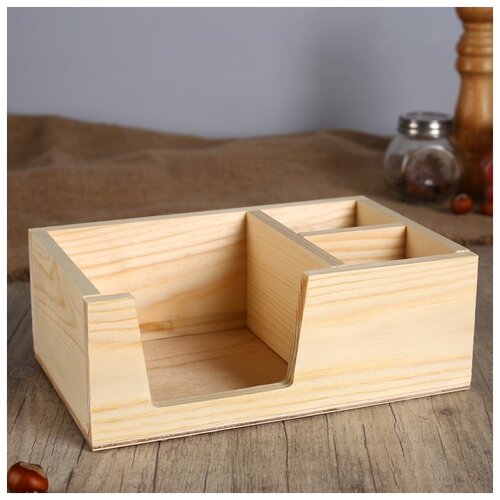 фото Подставка "прямоугольник" из сосны, с 2мя отсеками, 15×23×8,5 см 4669008 сима-ленд