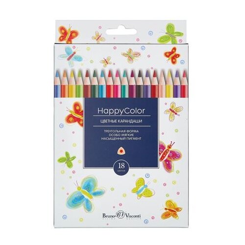 Карандаши цветные HAPPYCOLOR 18цв. 30-0052, 1559062