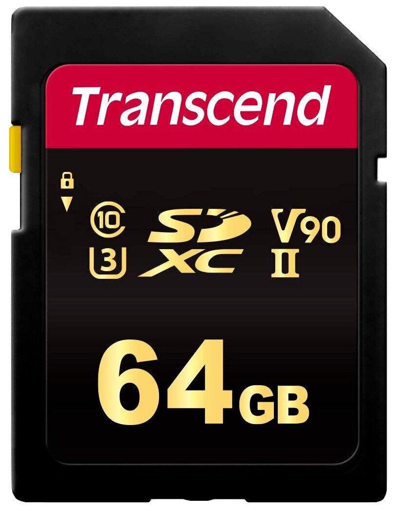 Карта памяти 64GB Transcend SDXC UHS-II Class U3 V90, чтение: 285Мб/с, запись: 180Мб/с - фото №1