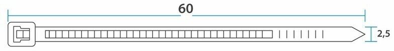 Хомут прочный нейлоновый (кабельная стяжка) 60 x 2,5 мм, в упаковке 100 штук