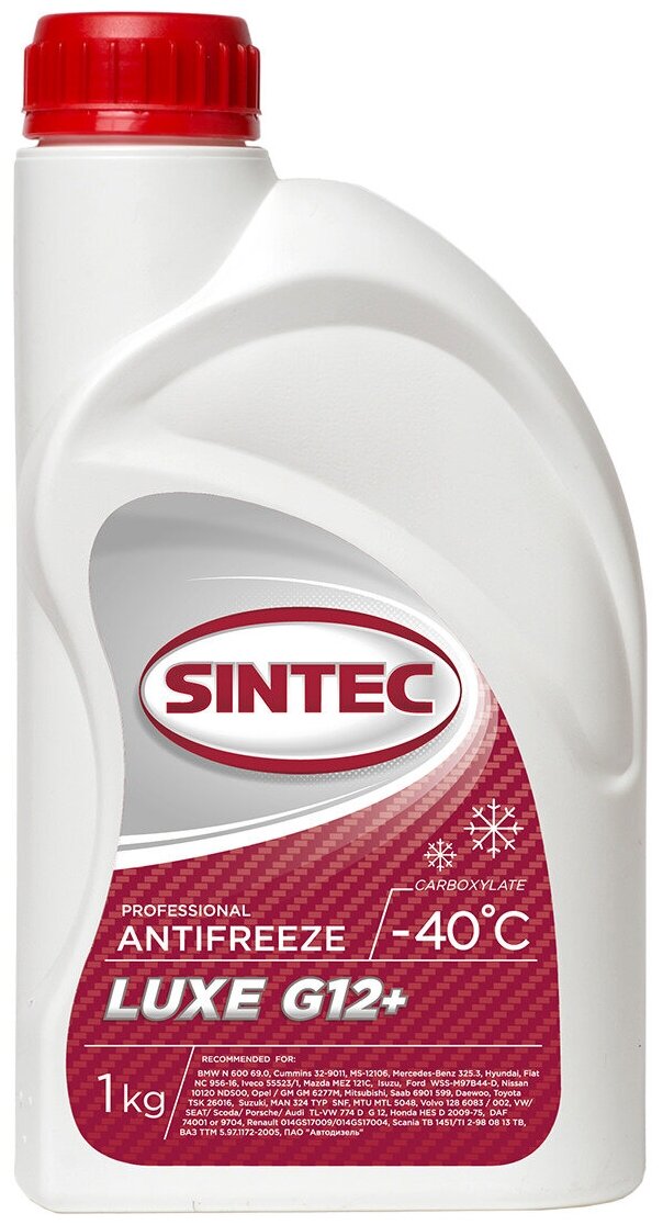 Антифриз SINTEC ANTIFREEZE LUXE G12+ (-40) красный 1 кг 613500