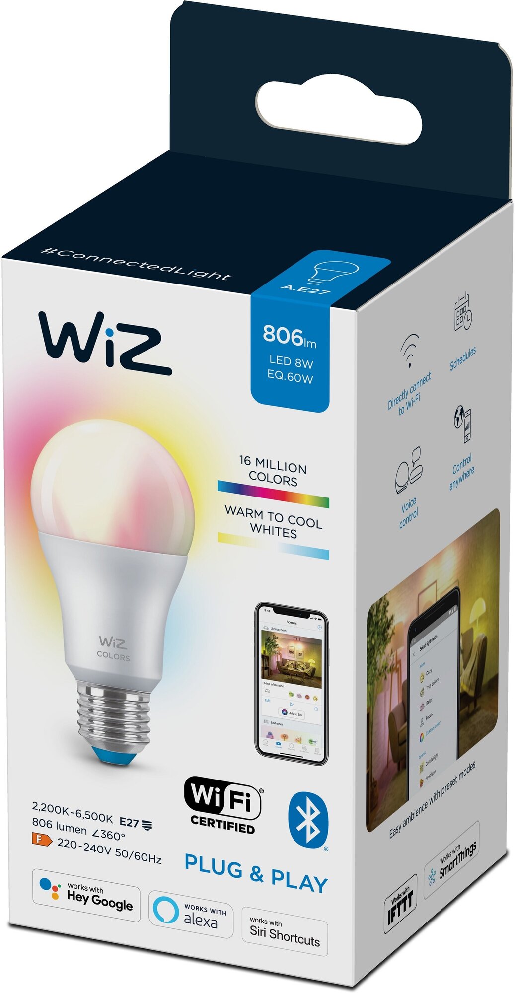 Лампа светодиодная WiZ BLE 60WA60E27922-65RGB1PF/6, E27, A60, 7 Вт, 6500 К - фотография № 13