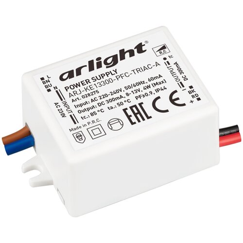 Блок питания токовый (AC-DC) 300mA 4W 028275 ARJ-KE13300-PFC-TRIAC-A пластик диммер