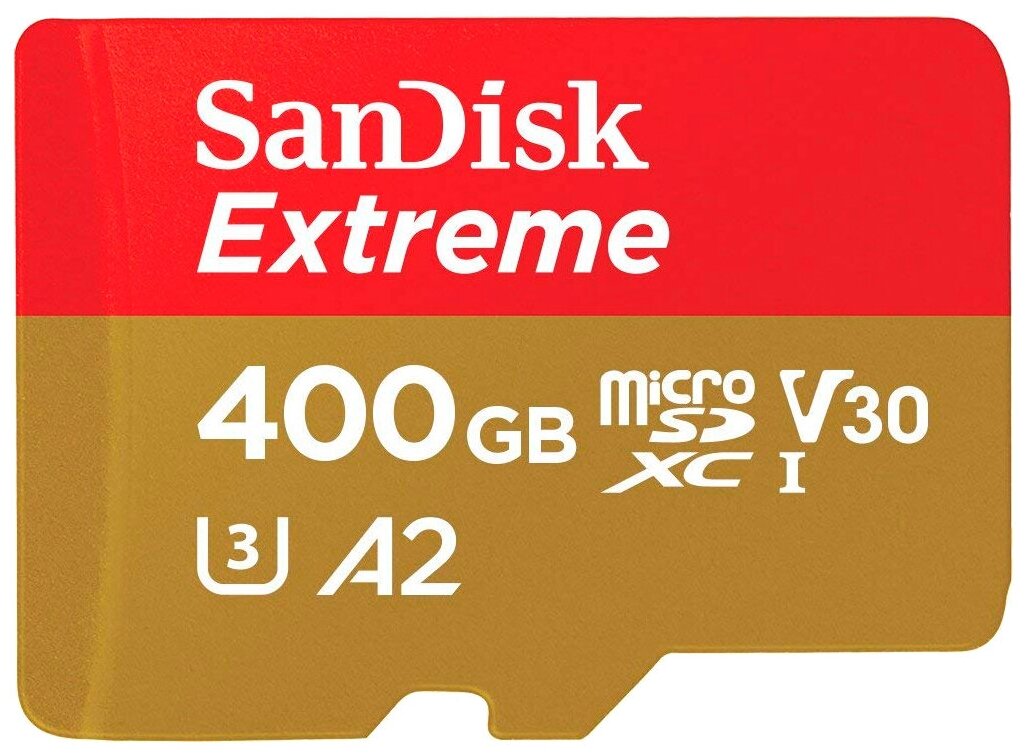 Карта памяти Sandisk Extreme microSDXC 400GB + SD Adapter + Rescue Pro Deluxe 160MB/s A2 C10 V30 UHS-I U6