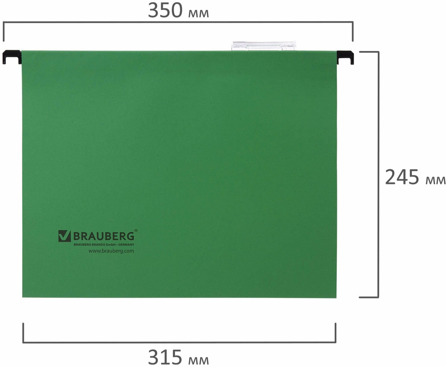 Подвесные папки А4 (350х245мм), до 80л, комплект 10 шт, зеленые, картон, BRAUBERG(Италия),231791