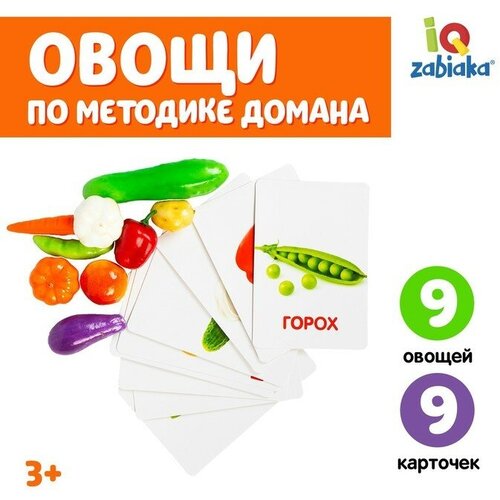 вкусные овощи набор карточек Обучающий набор по методике Г. Домана «Овощи»: 9 карточек + 9 овощей, счётный материал