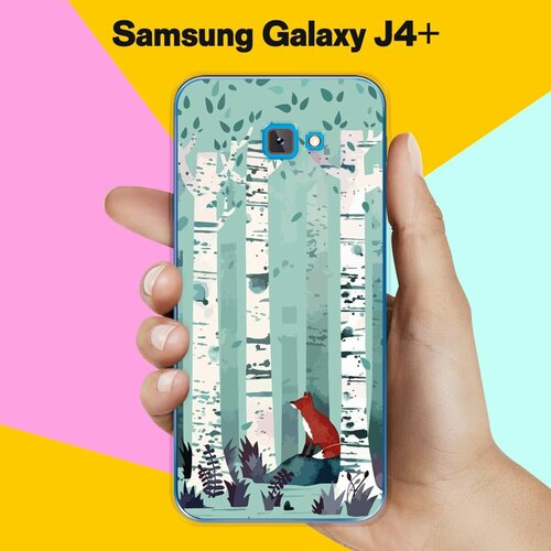 силиконовый чехол на samsung galaxy j4 самсунг джей 4 плюс с принтом пара совушек Силиконовый чехол на Samsung Galaxy J4+ Лиса в лесу / для Самсунг Галакси Джей 4 Плюс 2018