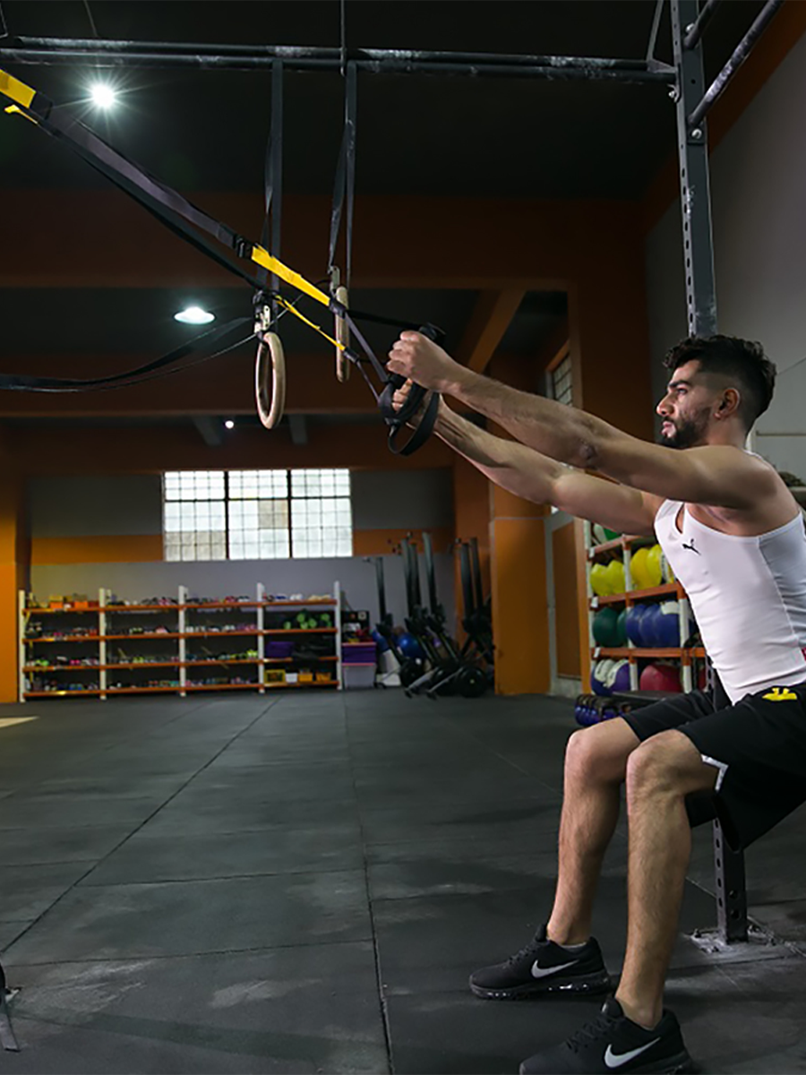 Петли тренировочные Suspension Training со страховочной петлёй (черно-желтые)