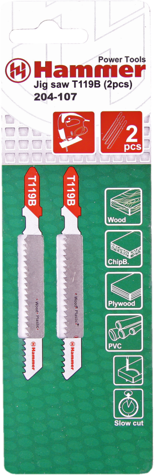 Набор пилок для электролобзика Hammer JG WD-PL T119B 204-107 2 шт. - фотография № 11