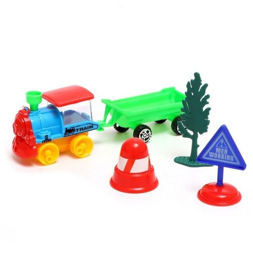 развивающие игрушки умка паровоз с прицепом и кубиками азбука животных Паровоз инерционный «Классика», с прицепом, цвета микс