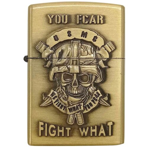 Зажигалка Череп USMC We Fight What You Fear бензиновая бензиновая зажигалка вмф с черепом в бескозырке