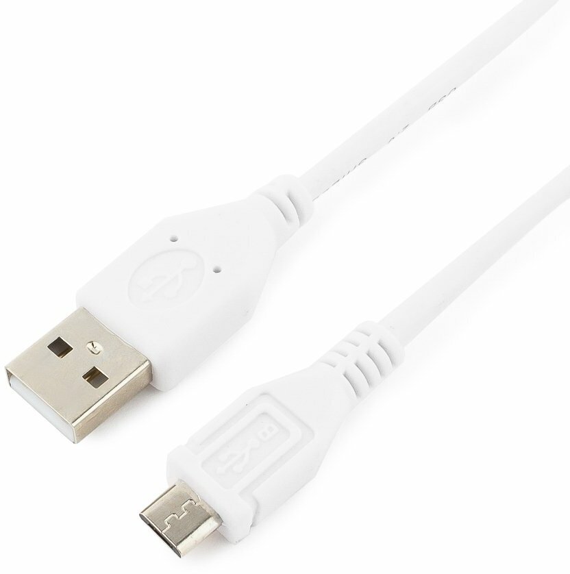 Кабель USB 2.0 AM-microBM 1.0м 5P Gembird экран белый CCP-mUSB2-AMBM-W-1M - фото №1