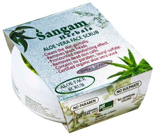 Sangam Herbals скраб для лица Aloe Vera Face Scrub Сладкий сандал, 100 г