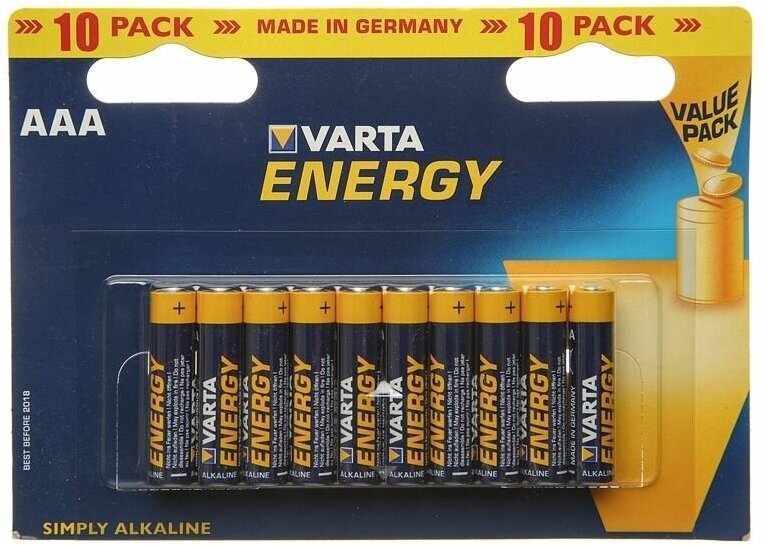 Батарейка Varta ENERGY LR03 AAA BL10 Alkaline 1.5V (4103) (10/200) Varta ENERGY LR03 AAA (04103229491) - фото №12