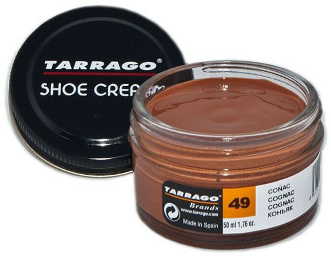 Крем для обуви Shoe Cream TARRAGO, цветной, банка стекло, 50 мл. (049 (cognac) коньяк)
