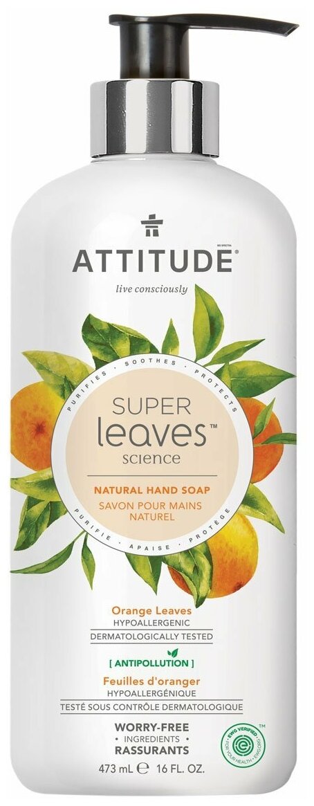 ATTITUDE Мыло жидкое Super leaves Orange Leaves апельсин, 473 мл, 535 г