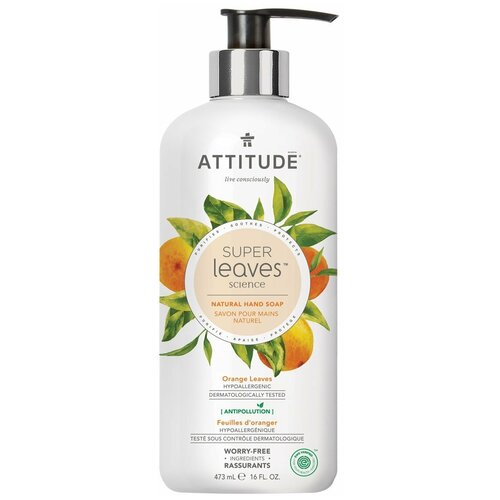 ATTITUDE Мыло жидкое Super leaves Orange Leaves апельсин, 473 мл, 535 г attitude super leaves жидкое мыло листья красного винограда 473 мл