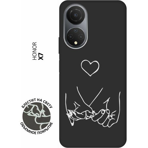 Матовый Soft Touch силиконовый чехол на Honor X7, Хонор Х7 с 3D принтом Lovers Hands W черный матовый soft touch силиконовый чехол на oneplus 5 ванплюс 5 с 3d принтом lovers hands w черный