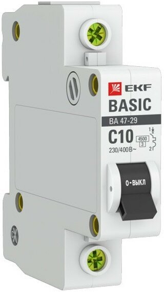 Выключатель автоматический EKF Basic 1Р 10А С ВА47-29 4.5кА