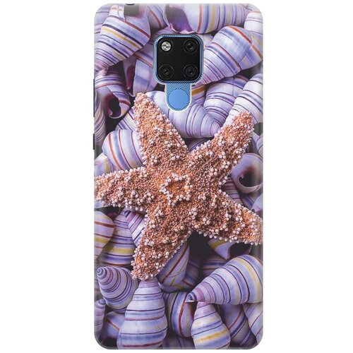 фото Re:paчехол - накладка artcolor для huawei mate 20 x с принтом "сиреневые ракушки"