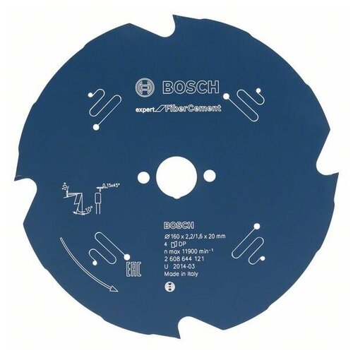 Пильный диск Bosch Expert for Fiber Cement 160 x 20 x 2,2 мм, 4 bosch диск пильный bosch speedline eco 130 20 18мм 2608641778