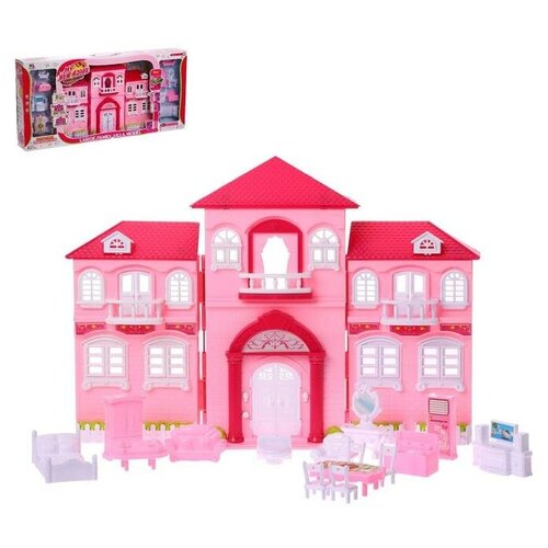 Дом для кукол Уют с аксессуарами 5043251 коробка под 16 шт конфет с обечайкой с окном сиреневый узор 17 7 х 17 7 х 3 8 см