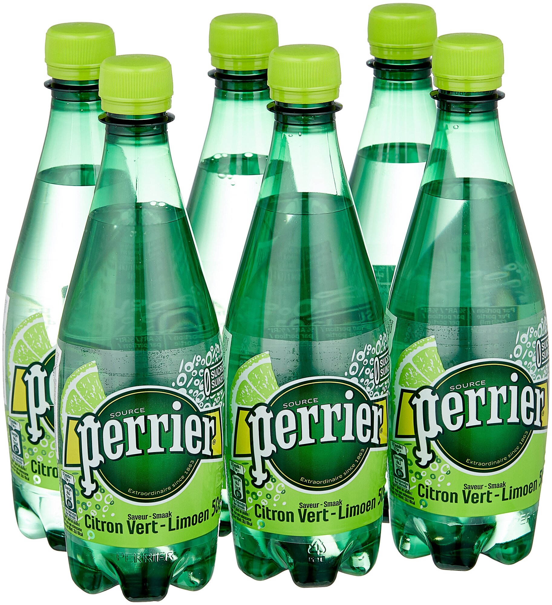 Минеральная вода Perrier газированная, со вкусом лайма, ПЭТ, 6 шт. по 0.5 л