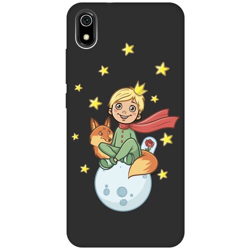 фото Силиконовая чехол-накладка silky touch для xiaomi redmi 7a с принтом "little prince" черная gosso