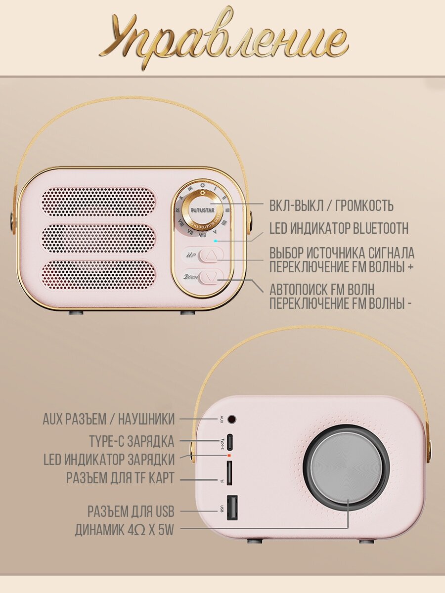 Ретро радиоприемник / беспроводная колонка FM AUX BLUETOOTH USB TF